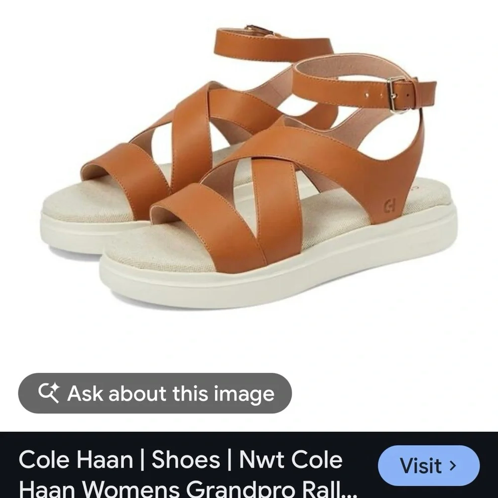 Cole Haan GrandPro Rally Leather Platform Sandals Tan 5.5